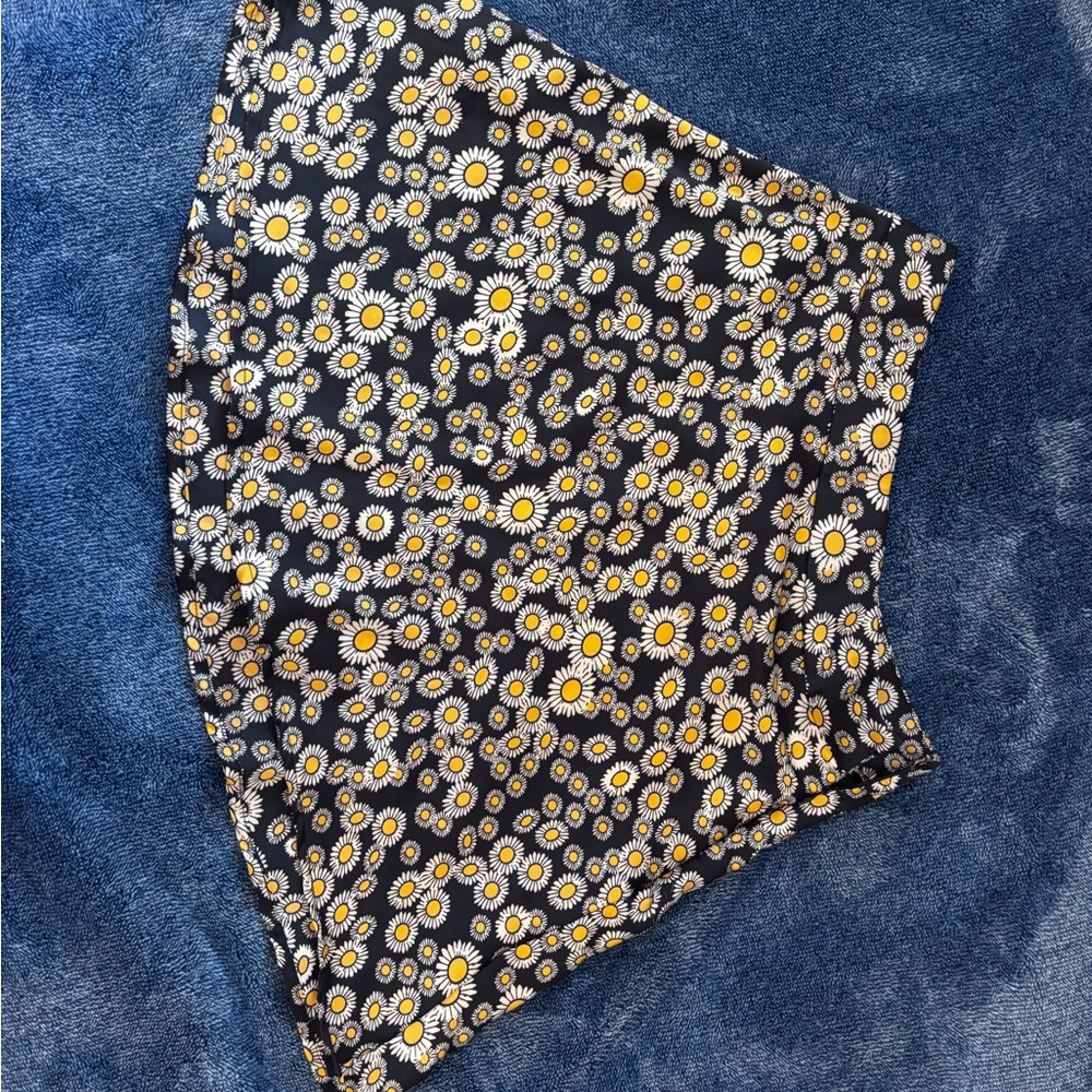 Free People Black and Yellow Floral Skater Skirt